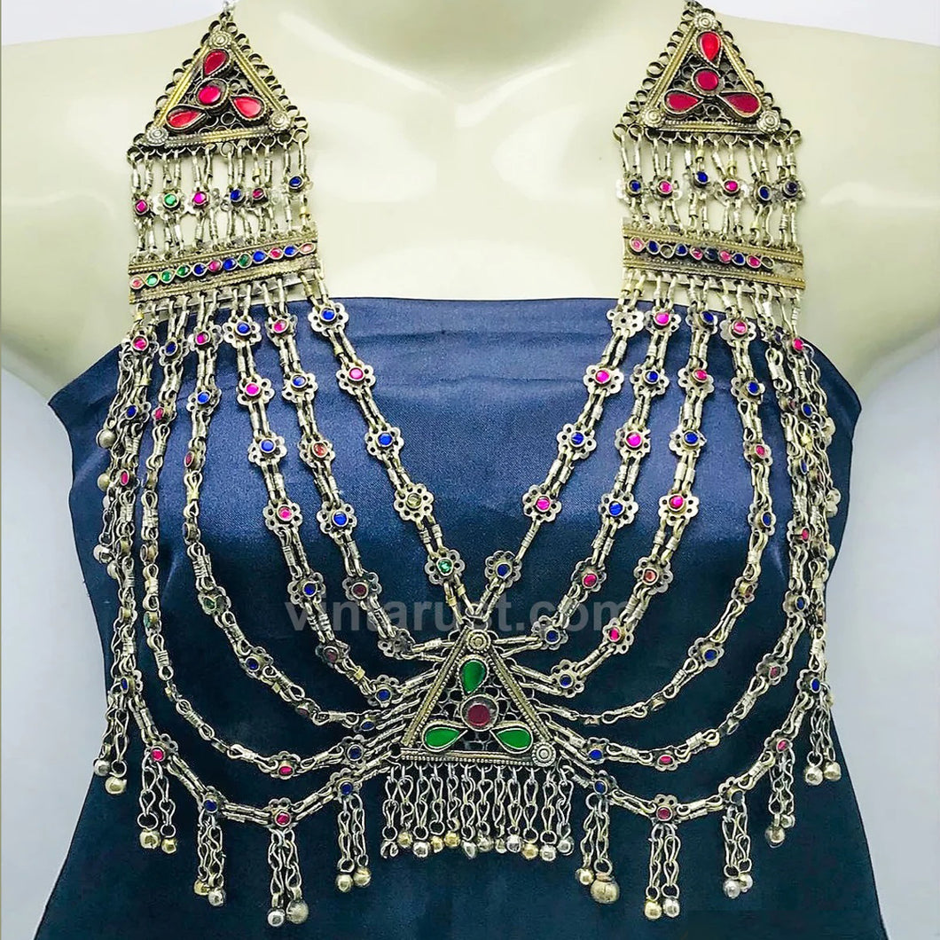 Vintage Afghan Kuchi Multicolor Necklace