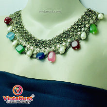 Load image into Gallery viewer, Boho Chic Gemstone and Pearl Choker Necklace
