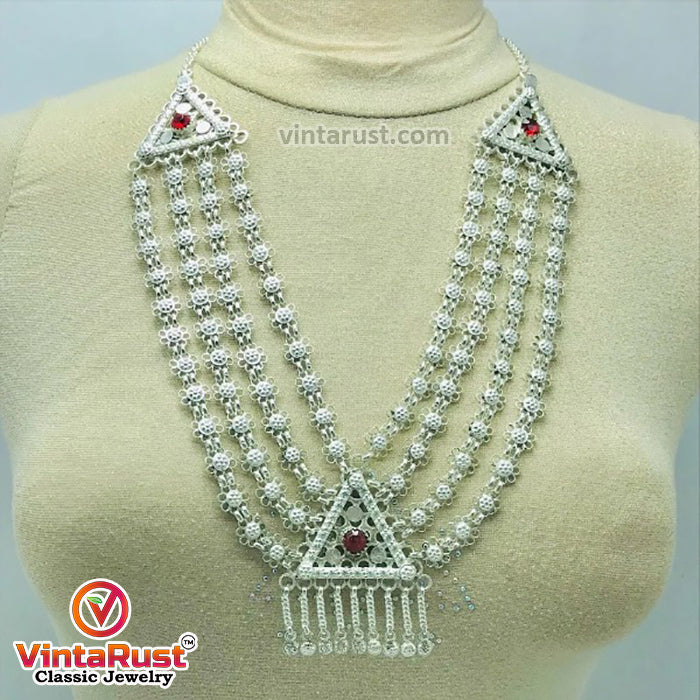 Multilayer Bib Necklace With Pendant