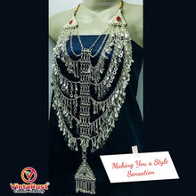 Load image into Gallery viewer, Tribal Afghani Necklace With Dangling Tassels and Big Pendant
