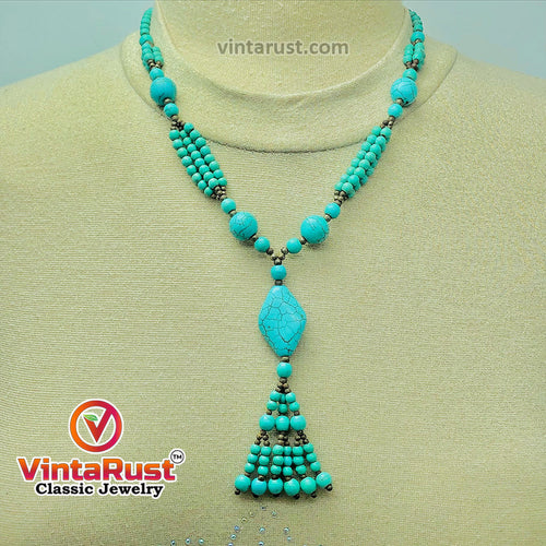Multilayers Beaded Turquoise Necklace