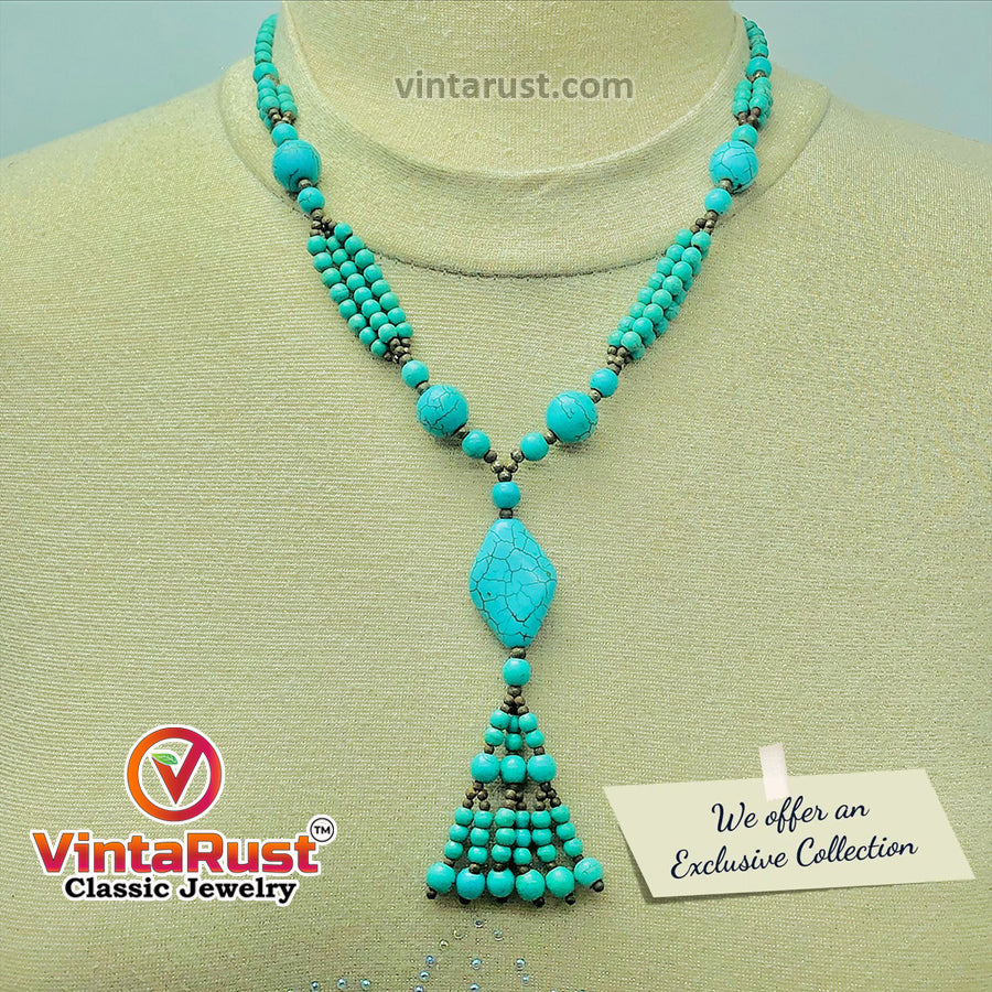 Multilayers Beaded Turquoise Necklace