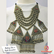 Multilayers Kuchi Oversized Choker With Dangling Five Pendants 