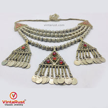 Load image into Gallery viewer, Metal Beaded Chain Necklace With Dangling Pendants and Coins
