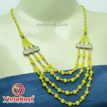 Load image into Gallery viewer, Beaded Multilayers Yellow Glass Stone Necklace
