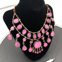 Load image into Gallery viewer, Ethnic Afghan Pink Stone Choker Necklace
