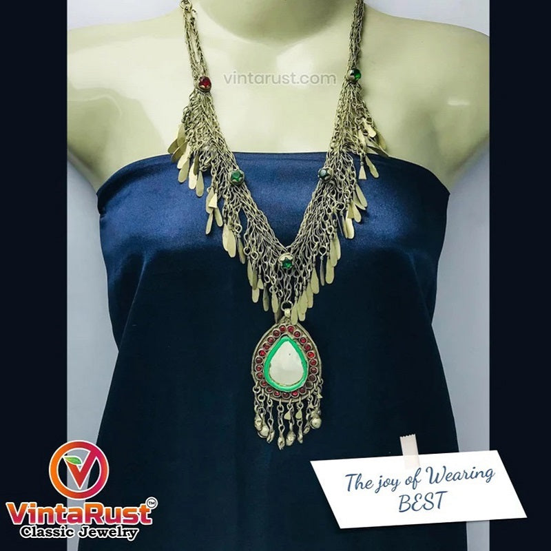 Nomadic Vintage Tribal Pendant Necklace With Tassels