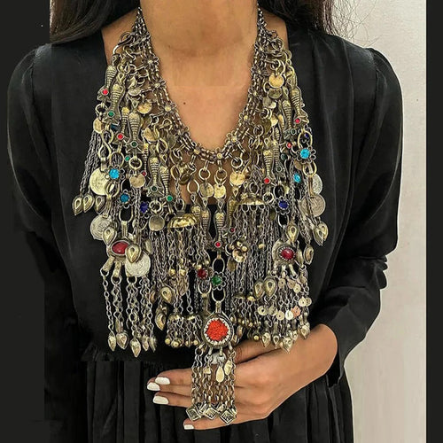 Oversized Necklace Embellished with Fish Motifs