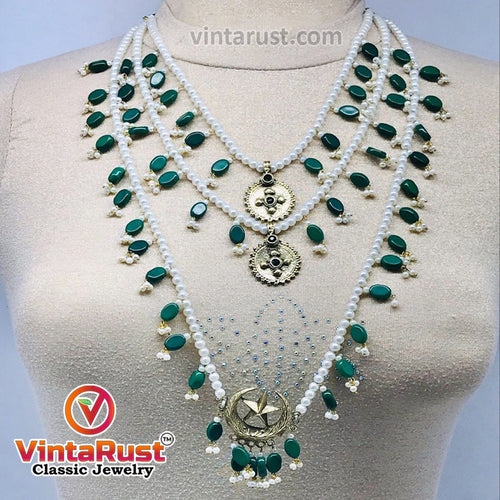 Pearls Beaded Multilayers Bib Necklace