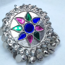 Load image into Gallery viewer, Handmade Massive Ring, Silver Ring With Multicolor Glass Stones
