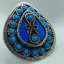 Load image into Gallery viewer, Turquoise Beaded Kuchi Statement Ring
