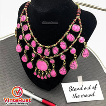 Load image into Gallery viewer, Ethnic Tribal Pink Stone Choker Necklace
