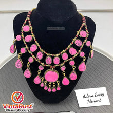 Load image into Gallery viewer, Ethnic Afghan Pink Stone Choker Necklace
