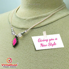 Load image into Gallery viewer, Pink Stones Beaded Chain Pendant Necklace
