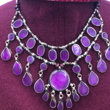 Load image into Gallery viewer, Purple Stone Teardrop Multilayer Bib Necklace
