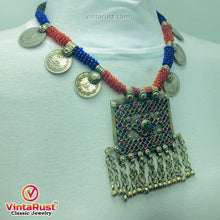 Load image into Gallery viewer, Antique Red and Blue Beaded Necklace
