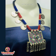 Load image into Gallery viewer, Antique Red and Blue Beaded Necklace
