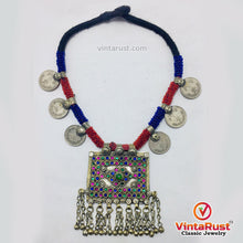 Load image into Gallery viewer, Antique Red and Blue Beaded Necklace
