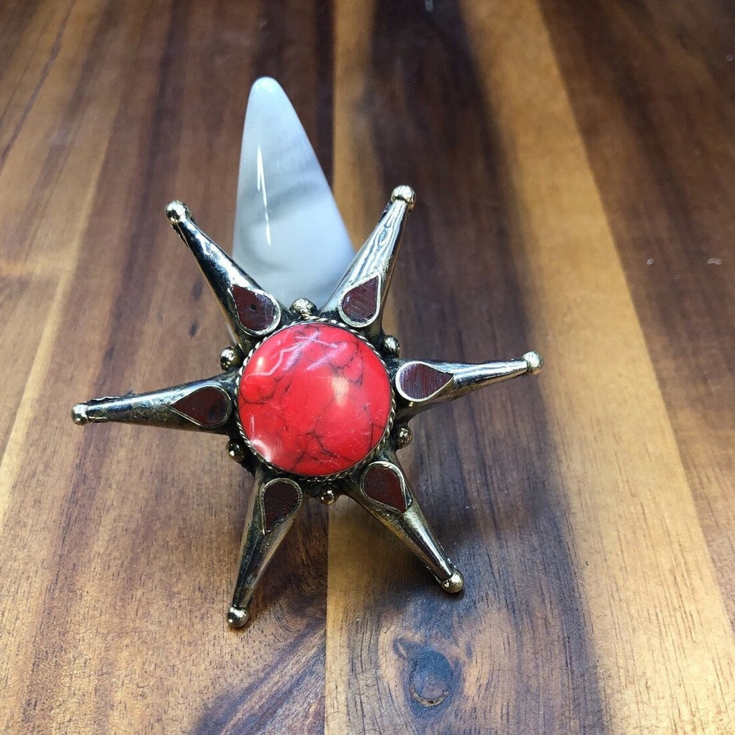 Vintage Red Stone Star Ring