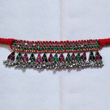 Load image into Gallery viewer, Red Turkmen Necklace With Bells
