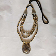 Load image into Gallery viewer, Silver and Golden Beaded Chain Pendant Necklace
