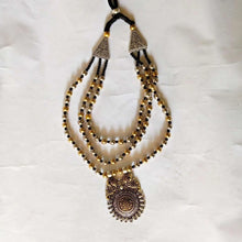 Load image into Gallery viewer, Silver and Golden Beaded Chain Pendant Necklace
