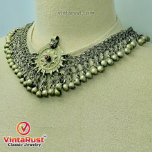 Load image into Gallery viewer, Silver Kuchi Bells Choker Necklace With Vintage Pendant

