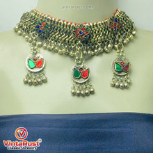 Load image into Gallery viewer, Multicolor Glass Stones Silver Kuchi Bells Jewelry Set
