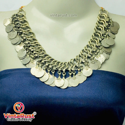 Silver Kuchi Coins Choker Necklace