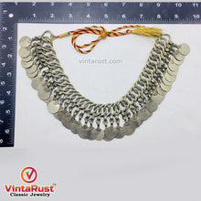 Load image into Gallery viewer, Silver Kuchi Vintage Tribal Coins Choker Necklace
