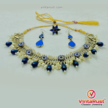 Load image into Gallery viewer, Blue Glass Stones Silver Kuchi Jewelry Set 
