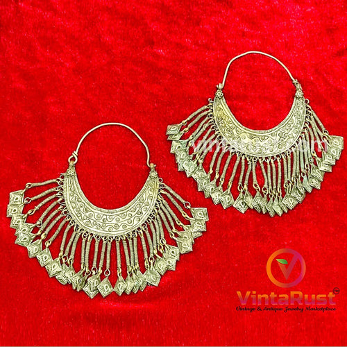 Silver Kuchi Vintage Massive Hoop Style Earrings