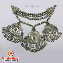Load image into Gallery viewer, Vintage Silver Three Massive Dangling Pendants Necklace
