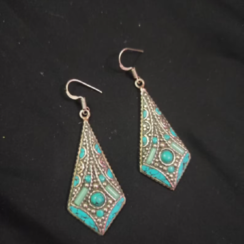Traditional Handmade Tribal Turquoise Earrings
