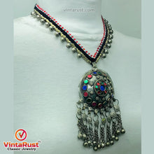 Load image into Gallery viewer, Tribal Pendant Necklace With Glass Stones and Bells
