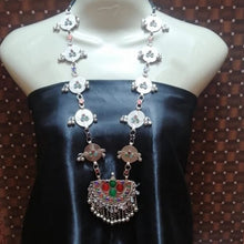 Load image into Gallery viewer, Afghan Pendant Necklace With Silver Beads And Glass Stones
