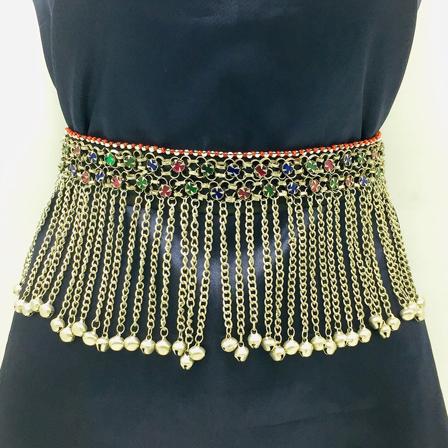 Tribal Belly Chain With Long Dangling Bells