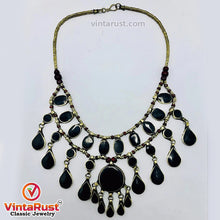 Load image into Gallery viewer, Tribal Black Stones Necklace With Earrings

