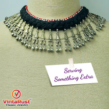 Load image into Gallery viewer, Tribal Black Vintage Choker Necklace With Dangling Bells
