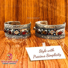 Load image into Gallery viewer, Vintage Tribal Boho Cuff inlaid With Brown Stones
