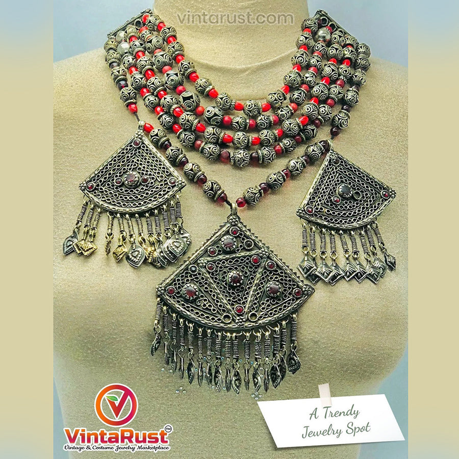 Tribal Boho Vintage Multilayers Beaded Necklace