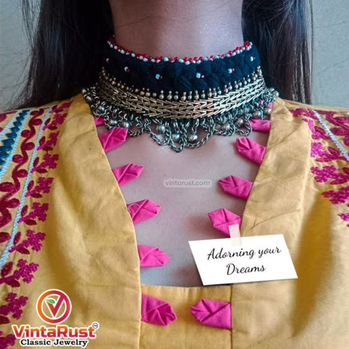 Tribal Chokar Necklace with Vintage Bells
