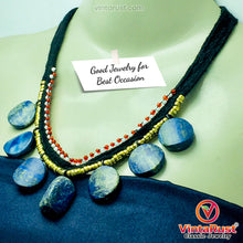 Load image into Gallery viewer, Tribal Choker Necklace With Dangling Lapis Lazuli Stones
