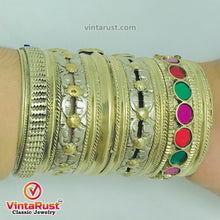Load image into Gallery viewer, Vintage Multicolor Glass Stones Boho Cuff Bracelet
