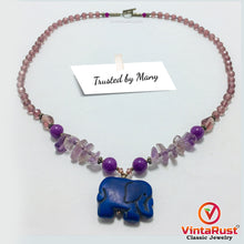 Load image into Gallery viewer, Tribal Handmade Purple Stone Beaded Necklace
