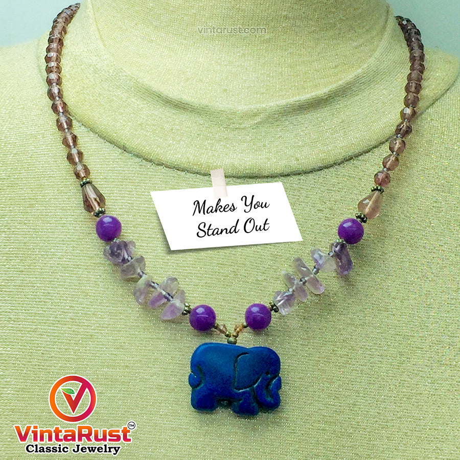 Tribal Handmade Purple Stone Beaded Necklace