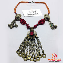 Load image into Gallery viewer, Handmade Red and Orange Beaded Chain Necklace
