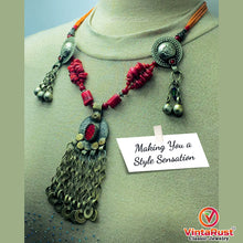 Load image into Gallery viewer, Handmade Red and Orange Beaded Chain Necklace
