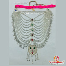 Load image into Gallery viewer, Tribal Silver Kuchi Bib Necklace With Glass Stones

