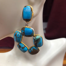 Load image into Gallery viewer, Antique Turquoise Hoop Earrings
